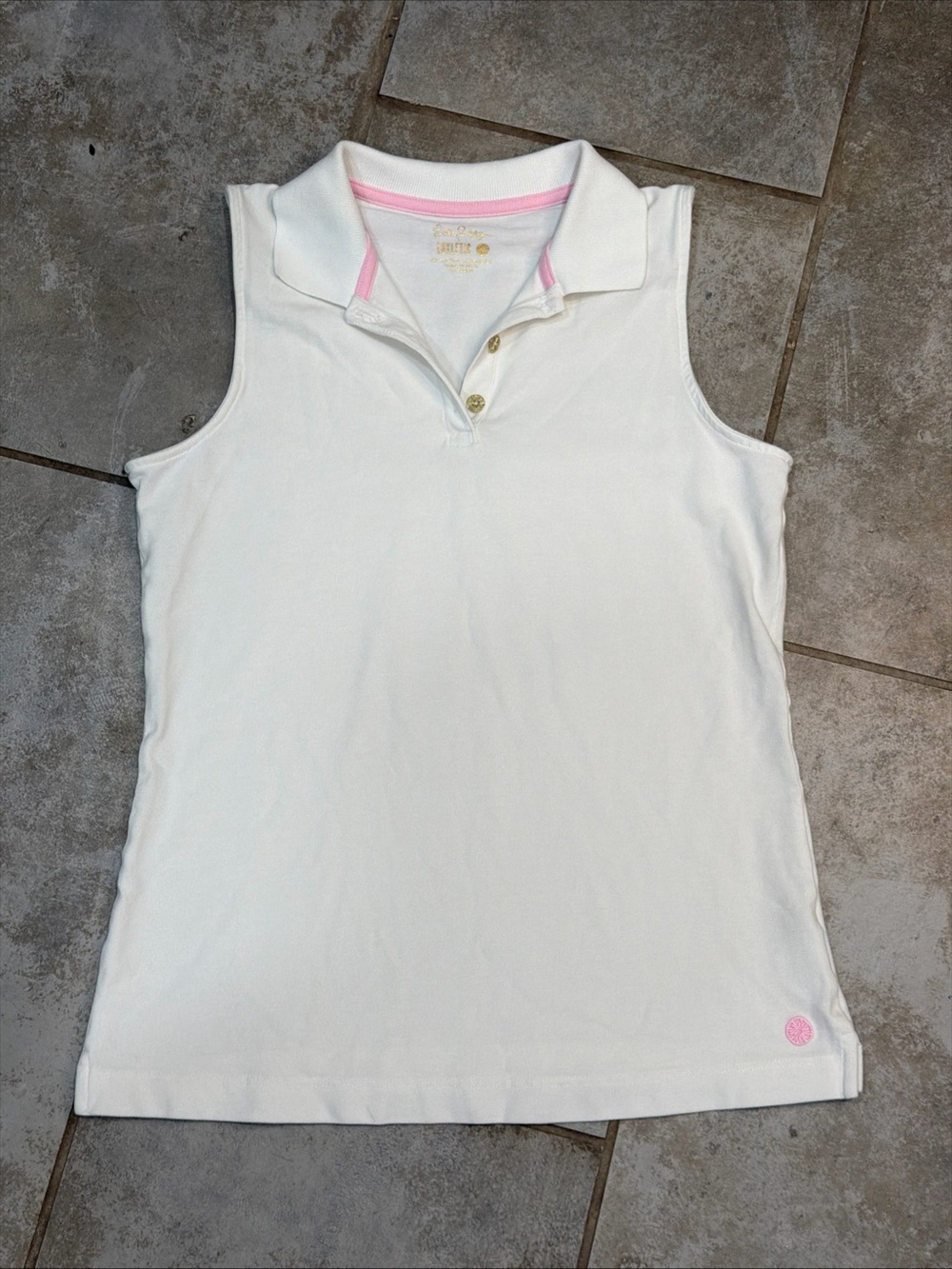 Lilly Pulitzer Luxletic Sleeveless White Polo Size XS Golf Sports